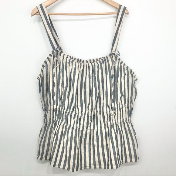 Universal Thread Tops - Universal Thread Blue White Striped Nautical Beach Cotton Tank Top